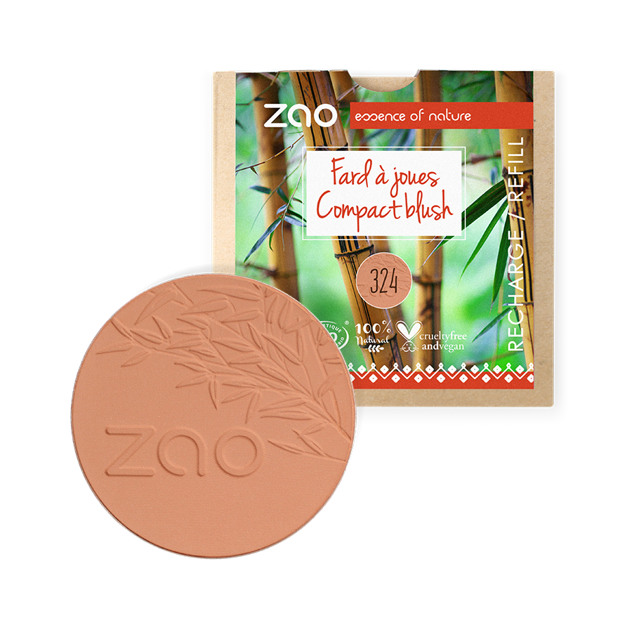 ZAO, Økologisk Compact Blush, 324 Brick Red, Refill, 9 g