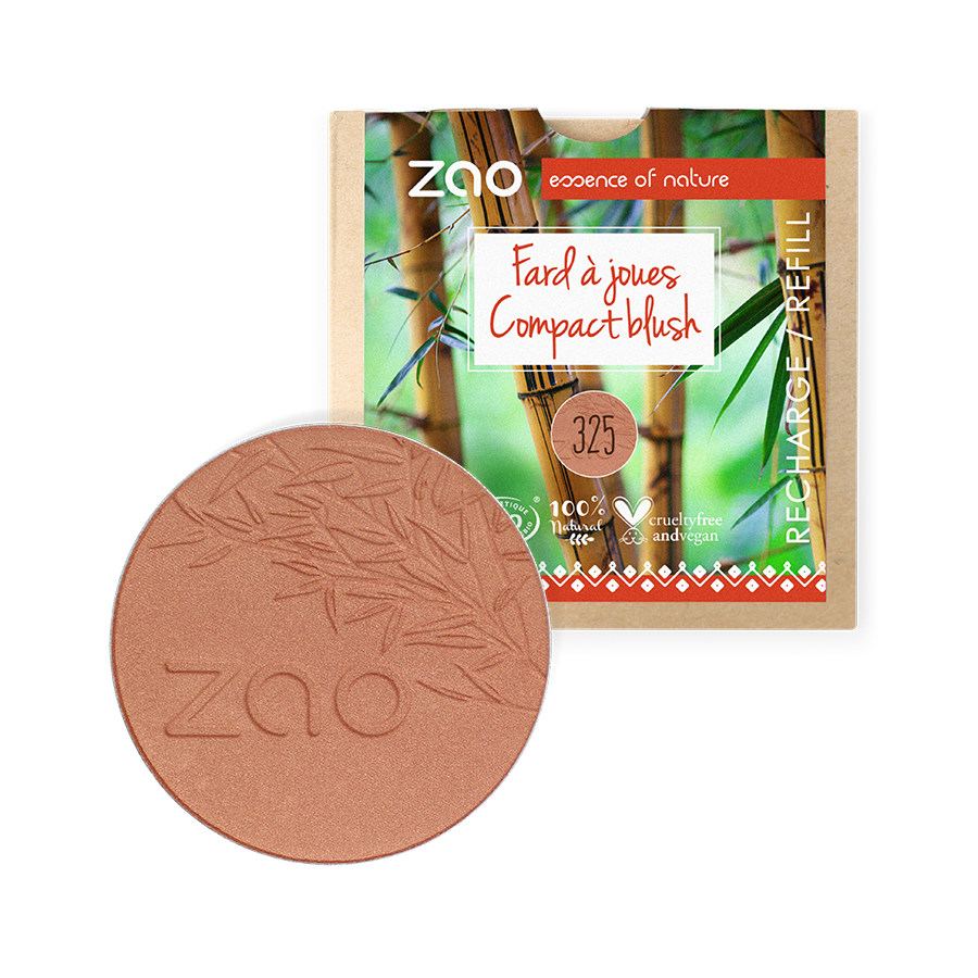 ZAO, Økologisk Compact Blush, 325 Golden Coral, Refill, 9 g