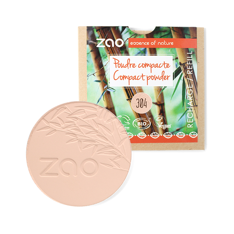 ZAO, Økologisk Compact Powder, 304 Cappucino, Refill, 9 g