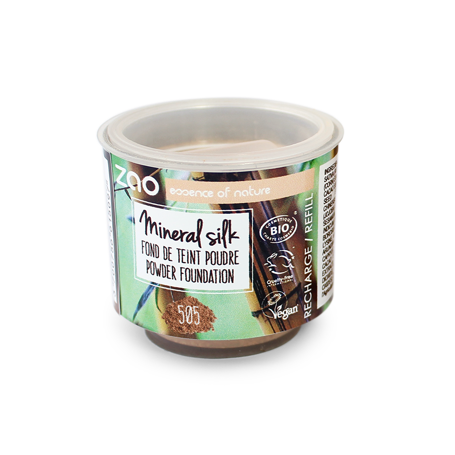 ZAO, Økologisk, Mineral Silk 505 Coffee Beige, Refill, 13,5 g