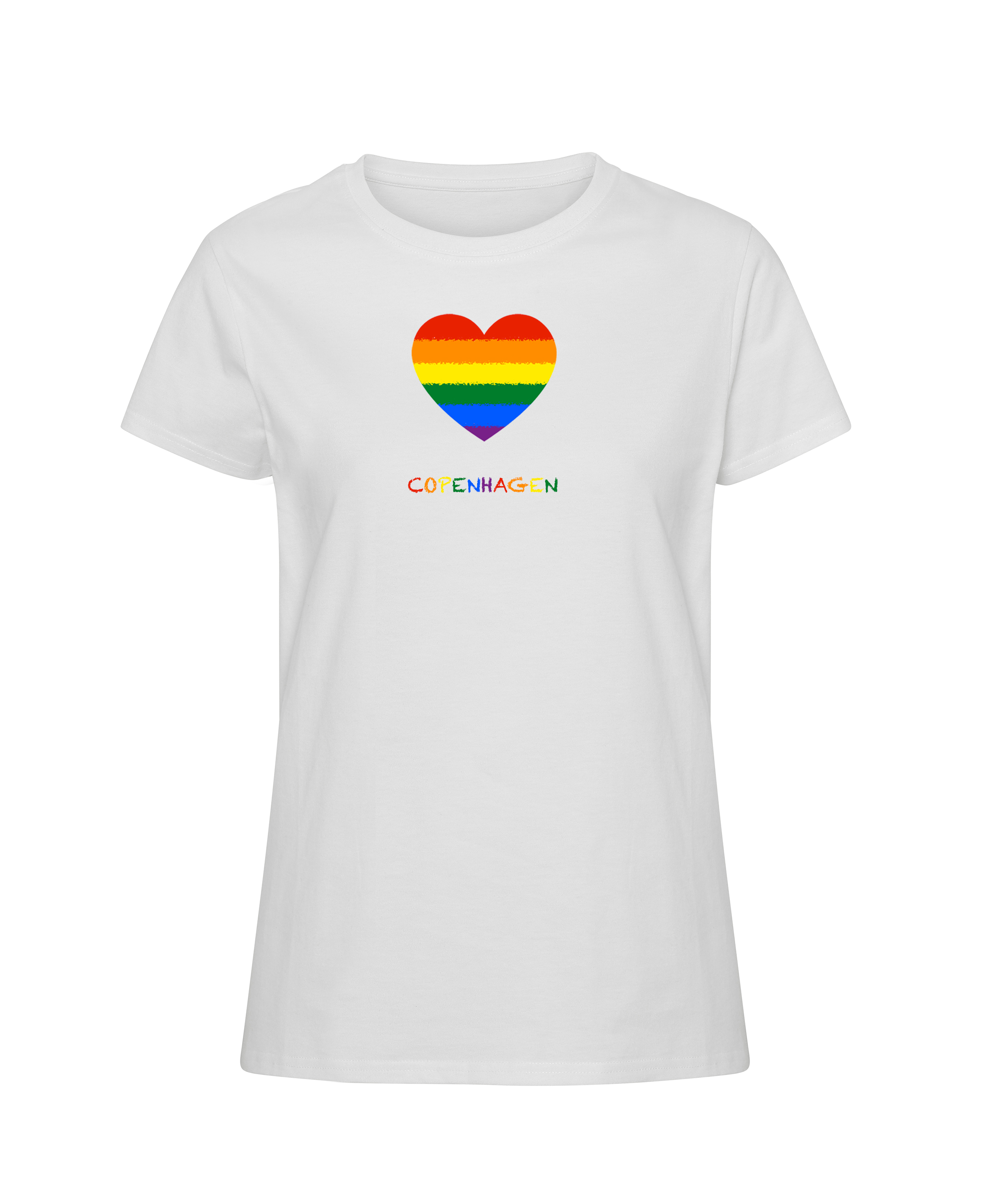 T-shirt, Pride hjerte, Copenhagen, LGBTQ+, feminine fit, hvid, medium |