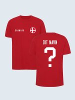 Danmark, Landsholdstrøje, T-shirt, Med Tryk, Eget Navn og Nummer, Børn & Voksen