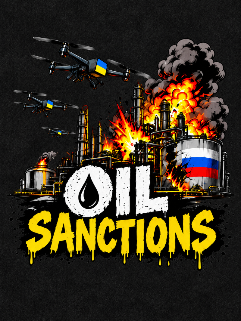 Oil Sanctions hoodie i black - grafik på tekstil