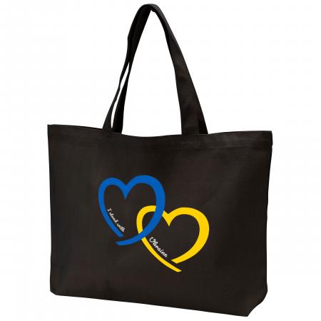 Super Shopper,-ukrainsk-flag,-jeg-støtter-Ukraine,-hjerte,-sort