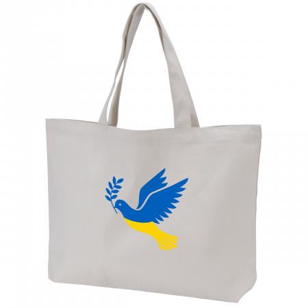 Super-Shopper,-ukrainsk-flag,-jeg-støtter-Ukraine,-fredsdue,-nature
