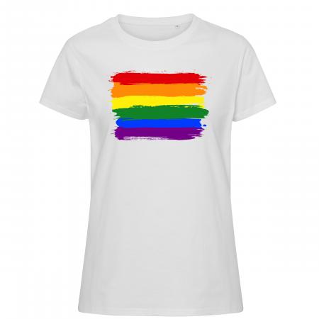 Pride t-shirts_LGBT flag, hvid feminine