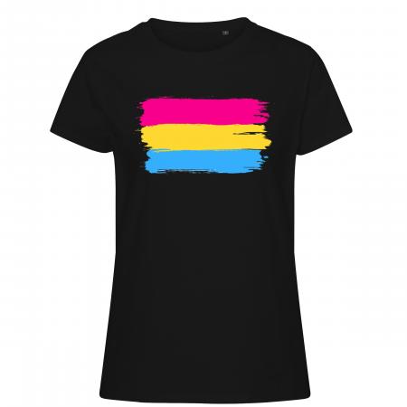 Pride t-shirts_Pan flag, sort feminine