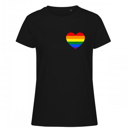 Pride t-shirt_LGBT hjerte, sort feminine