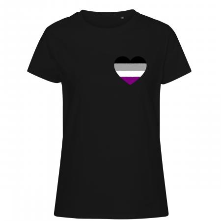Pride t-shirt_Asexual hjerte, sort feminine