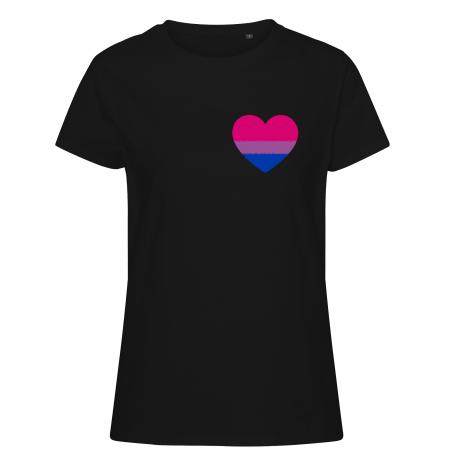 Pride t-shirt_Bisexual hjerte, sort feminine