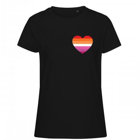 Pride t-shirt_Lesbian hjerte, sort feminine
