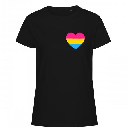 Pride t-shirt_PAN hjerte, sort feminine