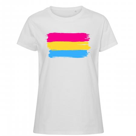 Pride t-shirts_Pan flag, hvid feminine