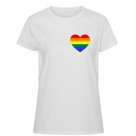 Pride t-shirt_LGBT hjerte, hvid feminine