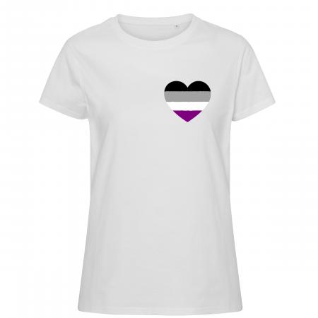 Pride t-shirt_Asexual hjerte, hvid feminine