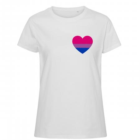 Pride t-shirt_Bisexual hjerte, hvid feminine