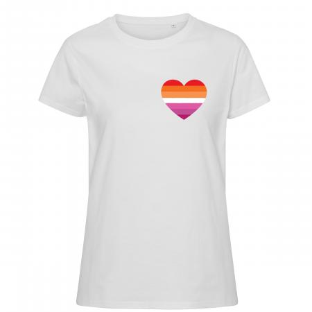 Pride t-shirt_Lesbian hjerte, hvid feminine