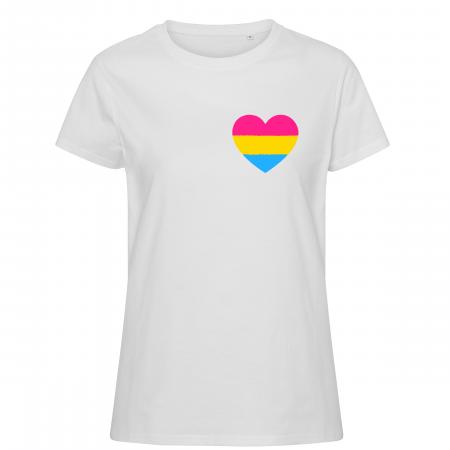 Pride t-shirt_PAN hjerte, hvid feminine