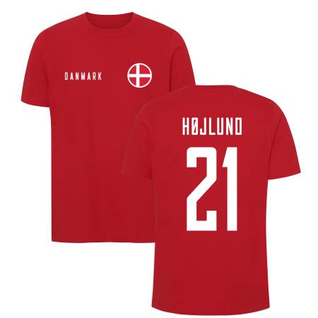 Danmark-landshold,-landsholdstrøje,-t-shirt,-Højlund-21,-danish-red1