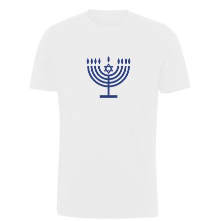 T-shirt,-Israel,-jeg-støtter-Israel,-blå-hanukkah,-hvid