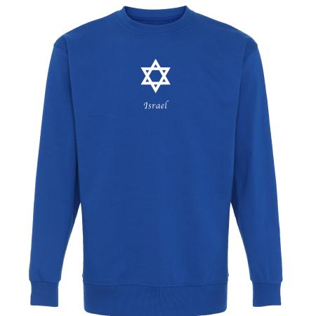 Sweatshirt,-Israel,-jeg-støtter-Israel,-hvid-davidsstjerne,-blå