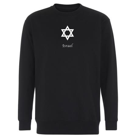 Sweatshirt,-Israel,-jeg-støtter-Israel,-hvid-davidsstjerne,-sort